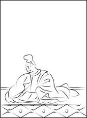 筆書きの百人一首　源俊頼朝臣