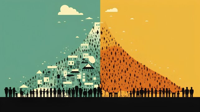 Income inequality and poverty, illustrated concept. Generative AI