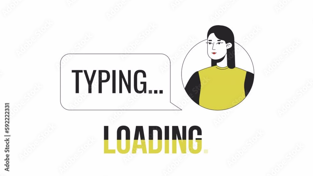 Fototapete texting app loader animation. avatar with typing indicator. flash message 4k video footage. isolated