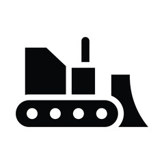 bulldozer solid icon illustration vector graphic