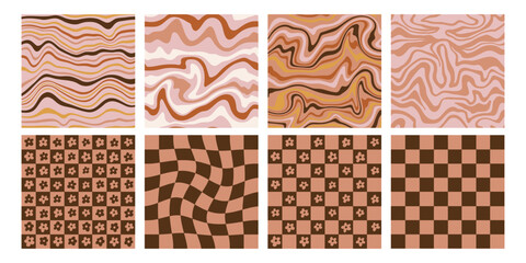 Trippy and Wavy Swirl Pattern Set Pastel Colors