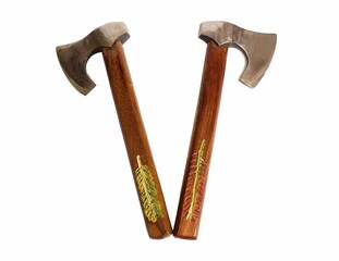 Pair of Vintage Throwing Axes Isolated on White