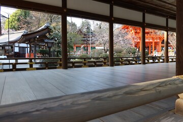  A scene of the precincts of Kamigamo-jinjya Shrine viewed from Hashi-dono Bridge in  Kyoto City in...