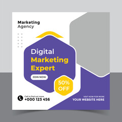 corporate social media post template and marketing social media post banner template, Vector Design Square Banner Promotion