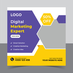 corporate social media post template and marketing social media post banner template, Vector Design Square Banner Promotion