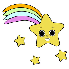 a smiling star with a rainbow