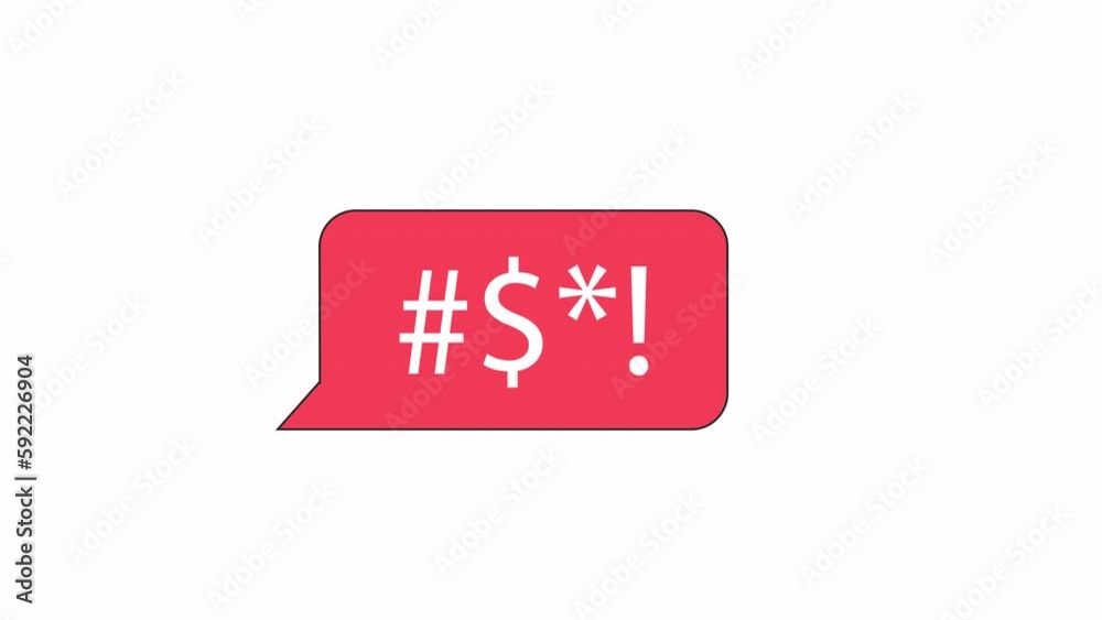 Poster animated grawlix in speech bubble. flat outline style icon 4k video footage for web design. swearing