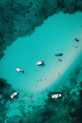 Fototapeta premium Vertical shot of tour boats in Cozumel island, Quintana Roo, Mexico