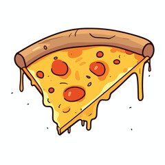 One slice italian chees pizza cartoon flat illustration vector isolated in white background