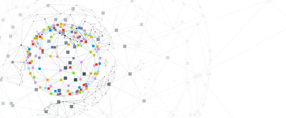 Neural network concept. Connected cells with links. High technology process. Abstract background