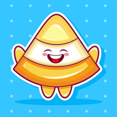 Cartoon illustration of pineapple fruit with smile face