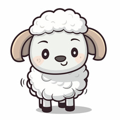 Mascot of cute sheep. Cartoon flat character vector illustration