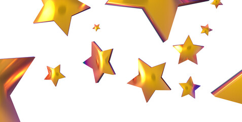 Banner with golden decoration. Festive border with falling glitter dust and stars.