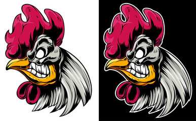 Fototapeta premium Head of rooster. Cock abstract character illustration. Graphic logo designs template for emblem. Image of portrait for company use.