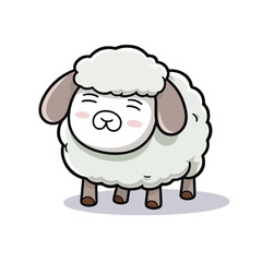 Mascot of cute sheep. Cartoon flat character vector illustration