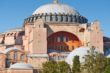 Fototapeta na wymiar Sofia mosque. Istanbul building landmark. Ancient byzantine temple. Turkey