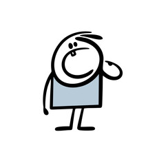 Funny little boy came to the dentist appointment and shows a baby tooth in his open mouth.