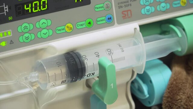 Syringe driver or syringe pump is a small infusion pump for intravenous injection. Infusion pump iv feeding. Medical equipment