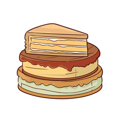 Tart cake with delicious topping cartoon flat vector illustration