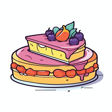 Tart cake with delicious topping cartoon flat vector illustration
