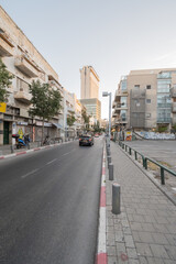 Tel Aviv, Israel - April 21, 2022: crossroads of Ahad Ha'Am and Allenby streets