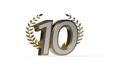 3d golden 10 years anniversary celebration with star background