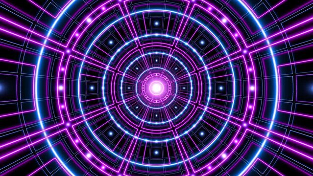 Geometric Neon Line future tunnel