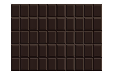 Dark Bitter chocolate bar isolated on white background, vector illustration. Dark chocolate bar. Bitter dark chocolate pattern.