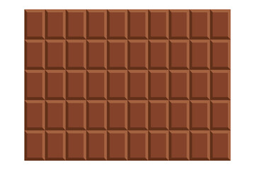 Chocolate bar isolated on white background, vector illustration. Milk chocolate bar. Milk chocolate pattern.