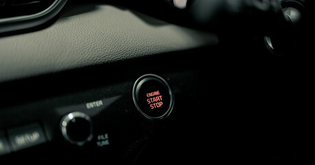 Obraz na płótnie Canvas Car Engine Push Start Button