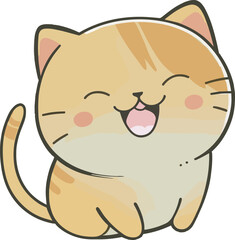 A cartoon drawing of a cat with the word happy on the front.