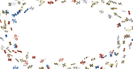 percent shopping digital in hand 3d.