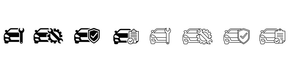 Car service vector icon set. Checkup illustration sign. Registration symbol.