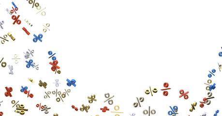 percent shopping digital in hand 3d.