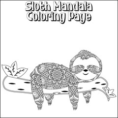 Sloth Mandala Coloring Page for kids