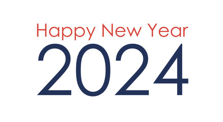 Artistic modern minimalistic poster with text 2024 happy new year on white background