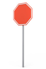 Road traffic signs on pole isolated on white background.
