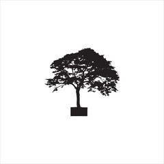A medium tree silhouette vector art.