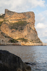 Landscape at Moraig Cove Beach with Cliff; Alicante; Spain - 592233350