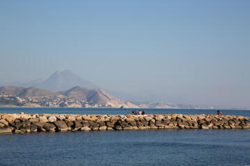 Stone Pier at El Campello Beach, Alicante; Spain