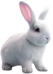 white rabbit, AI, isolated on transparent or white background, png, mockup	