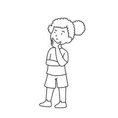 Child standing in thinking pose