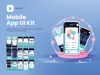 Mobile App UI Layout Including Account Sign In, Sign Up, Lifestyle Statistics And Notification Screens For Responsive Website.