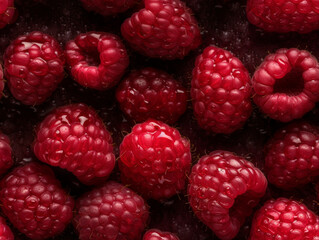 Delicious raspberries with droplets of water seamless background, ai generative