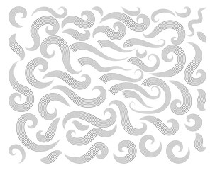 abstract wind waves vector set
