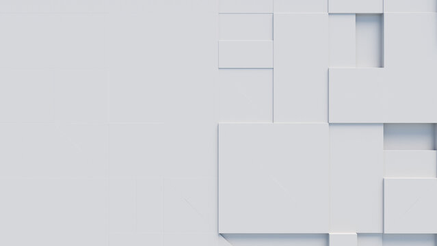 Fototapeta Abstract wallpaper created from White 3D Blocks. Futuristic 3D Render with copy-space.  
