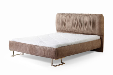 wooden bed isolated on white background