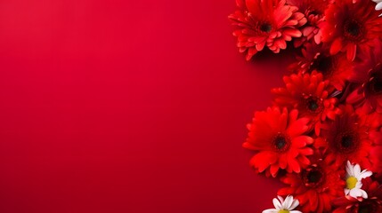 Rote Blumen auf rotem Hintergrund