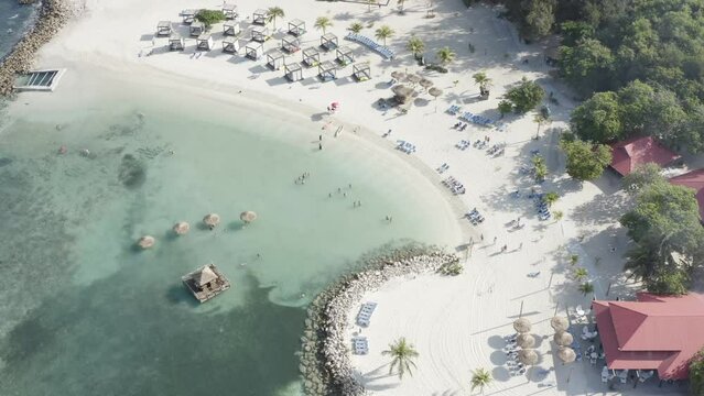 Aerial video over a tropical island beach during summer vacation Haiti 