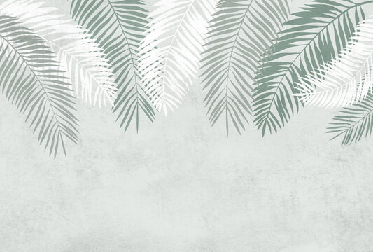 wallpaper leaves of palm trees. Image for photo wallpapers. Background with palm leaves. © Сергей Орлов